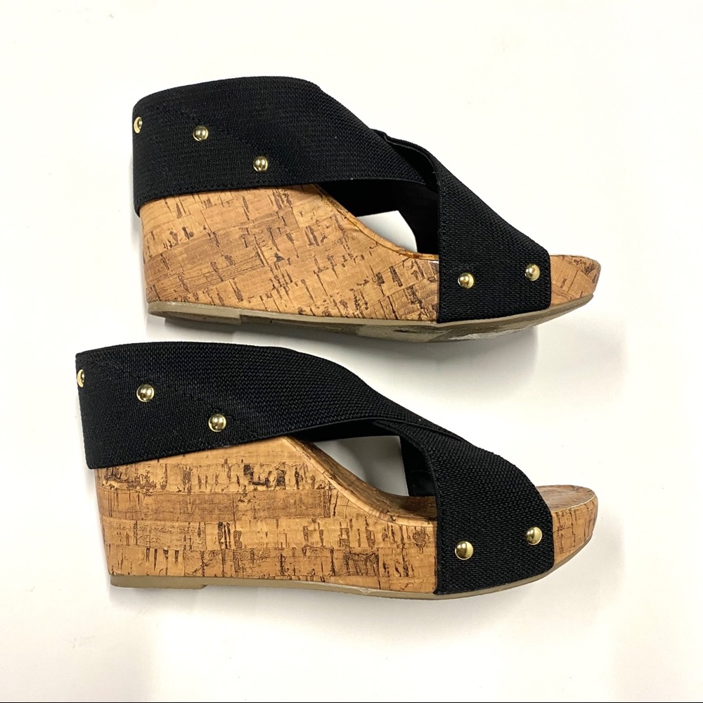 EUC Canva strap cork wedges 7.5